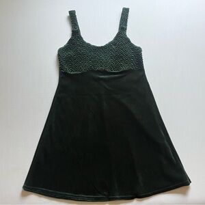 UP FRONT vintage emerald green‎ popcorn textured bubble velvet knit suede mini